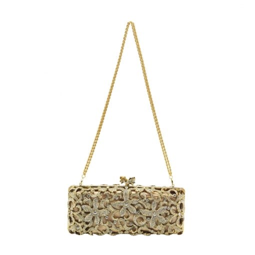 BOLSA CLUTCH CRISTAL FLOR E BOLINHAS