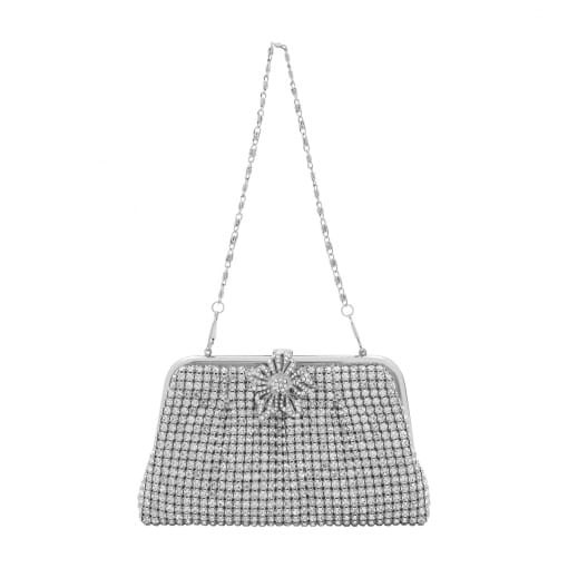 BOLSA CLUTCH DE STRASS COM PREGAS