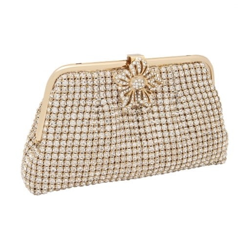 BOLSA CLUTCH DE STRASS COM PREGAS